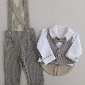 Kare Ekose Yelekli Smokin Takım