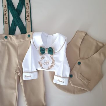 Sütlü Kahve Yelekli Smokin Takım