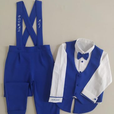 Saks Mavi Yelekli Smokin Takım